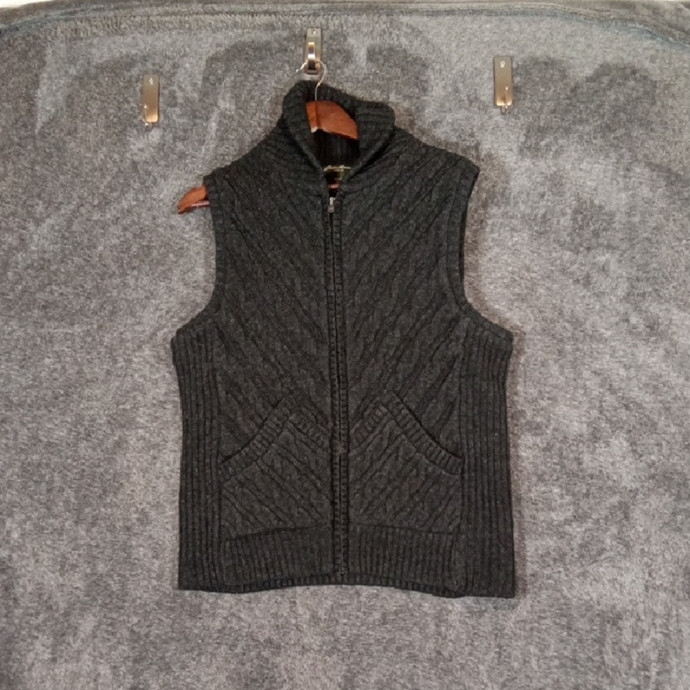 Eddie Bauer Womens Wool Cable Knit Insulated Outdoors Gorpcore Vest Sz XL